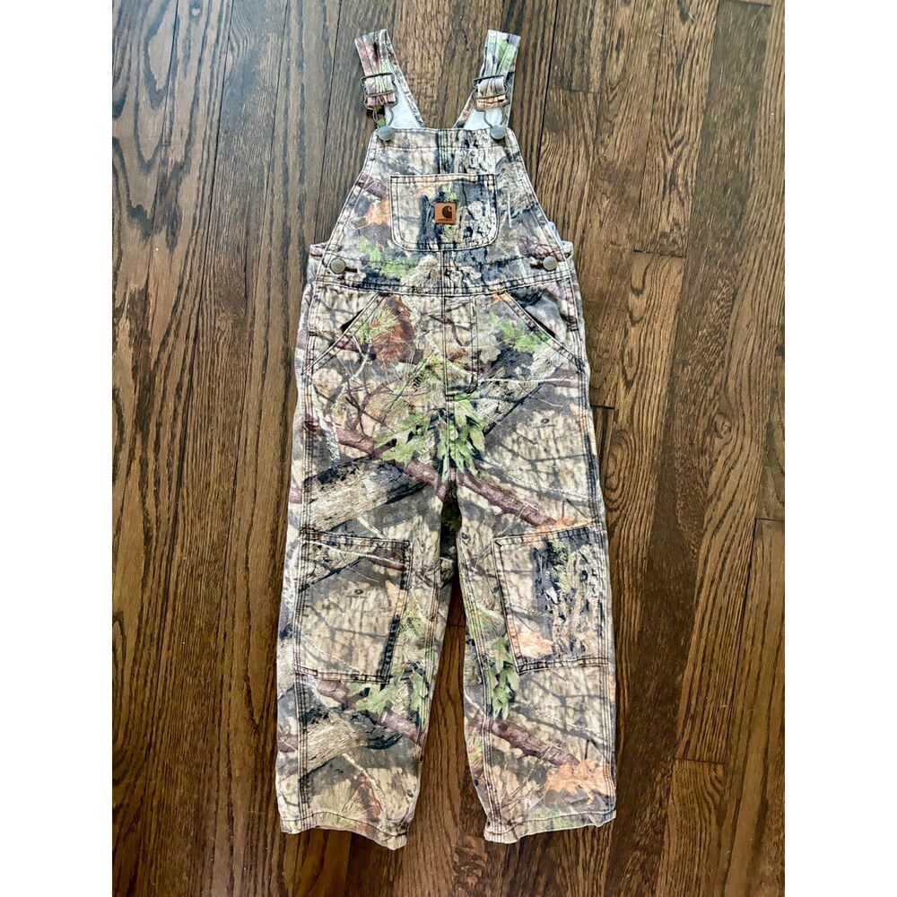 Carhartt Camo Overalls 4T Camouflage 100% Cotton Canvas Double Knee Mossy Oak